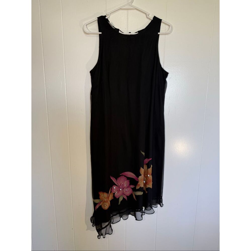 Vintage Robbie Bee floral sequins boho silk fairy whimsical dress